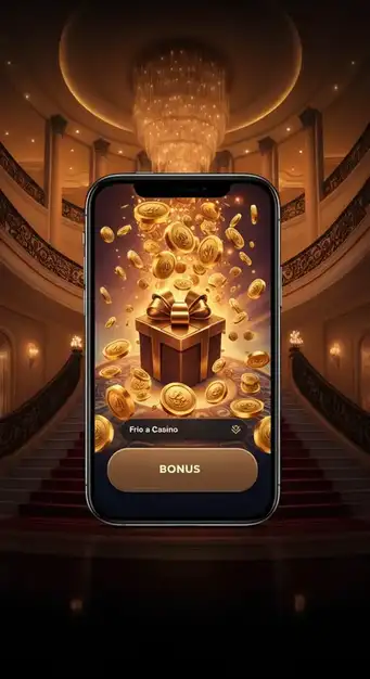 Joueur souriant célébrant une victoire avec un smartphone affichant les bonus de Coolzino Casino et des pièces d'or autour, illustrant la richesse des promotions.